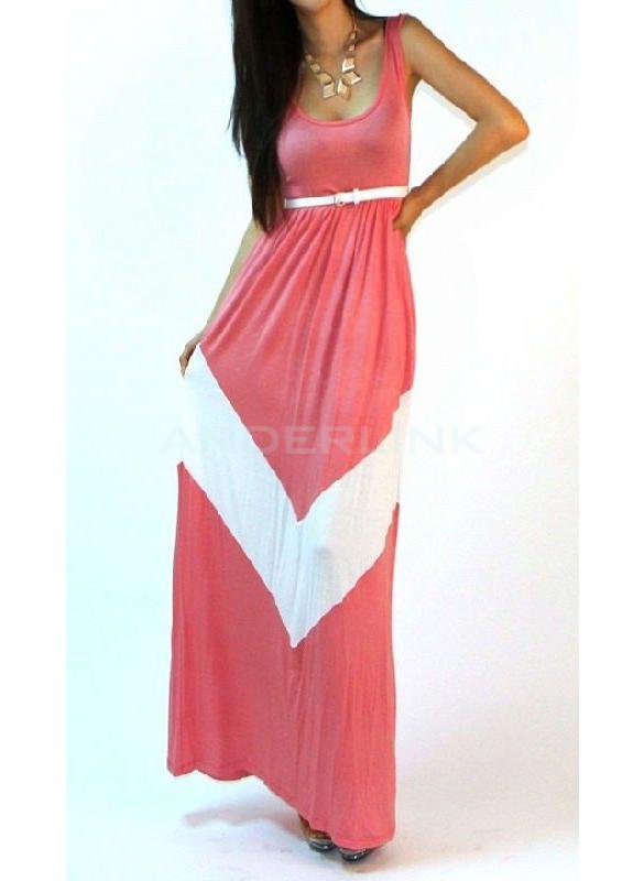 unknown Women's Celeb Style Sleeveless Slim Maxi Dress With Belt Beach Long Dress 3 Colors
