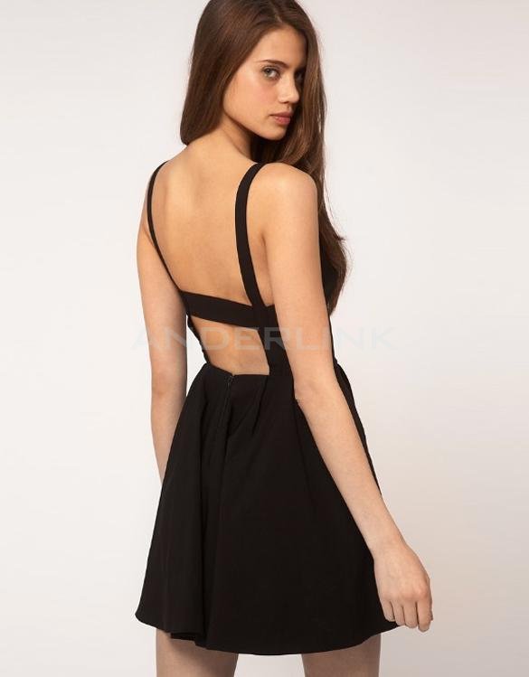New Women's Summer Fashion Backless Sexy Strap Slim Sleeveless Dress Club Evening Mini Dress