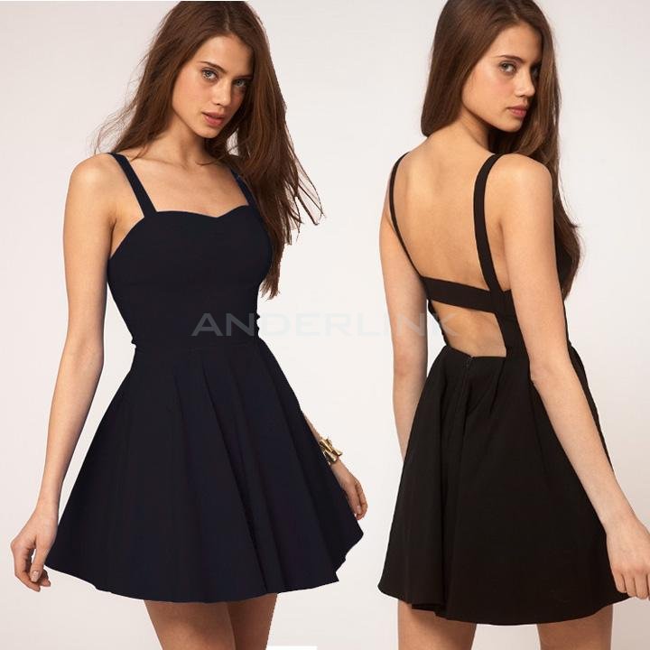 New Women's Summer Fashion Backless Sexy Strap Slim Sleeveless Dress Club Evening Mini Dress