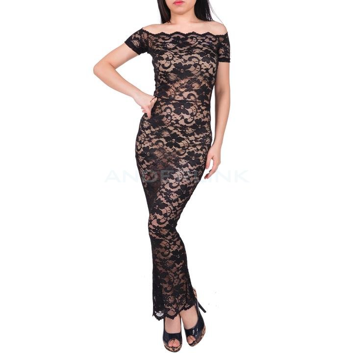 unknown Women's Sexy Nude White Hollow Out Lace Bandage Club Party Dress Bodycon Evening Female Long Elegant Dresses