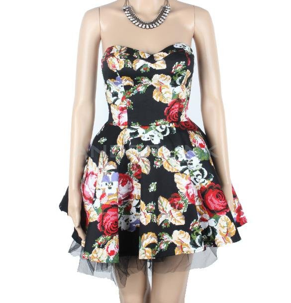 New Women's Summer Sleeveless Slim Retro Flower Print Dress Club Evening Mini Dress