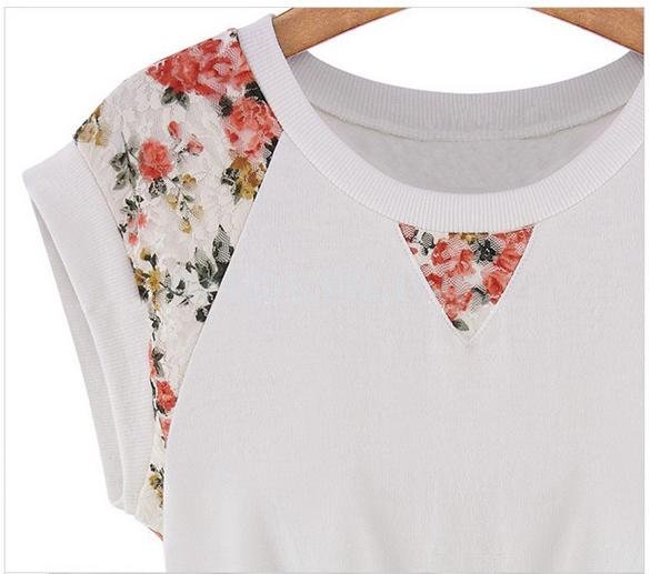 New Womens Round Neck Lace Shoulder Cap Sleeve Sleeveless Slim Mini Dress Skirt