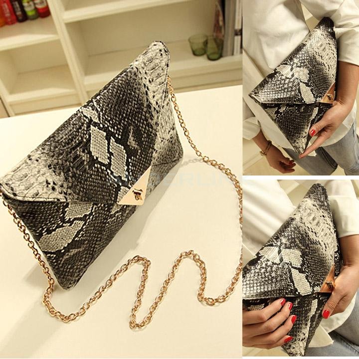 unknown Vintage Style Women's Snake Skin Envelope Bag Day Clutches Purse Evening Bag