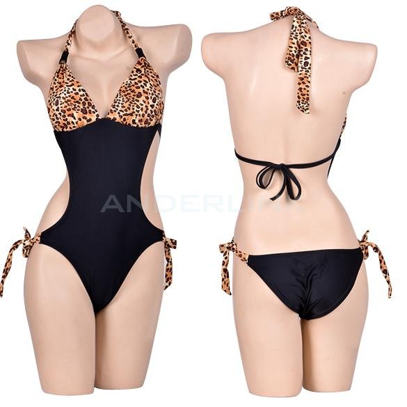 unknown Womens Leopard Print Brown One Piece Monokini Swimsuit Swimwear Us Size S M L XL