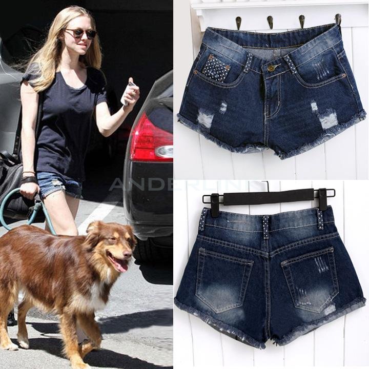 unknown Retro Women's Ladies Ripped Hole Jeans Shorts Denim Jeans casual Hot Pants