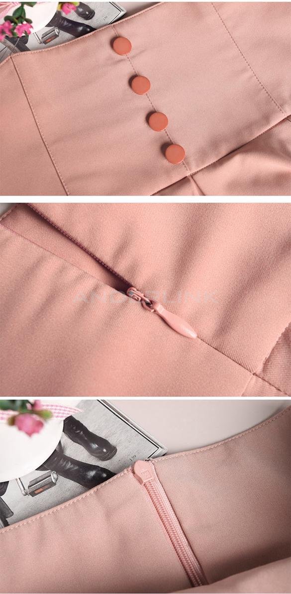 New Hot Women's Girls High Waist Pleated Button Mini Skirt Pink Black