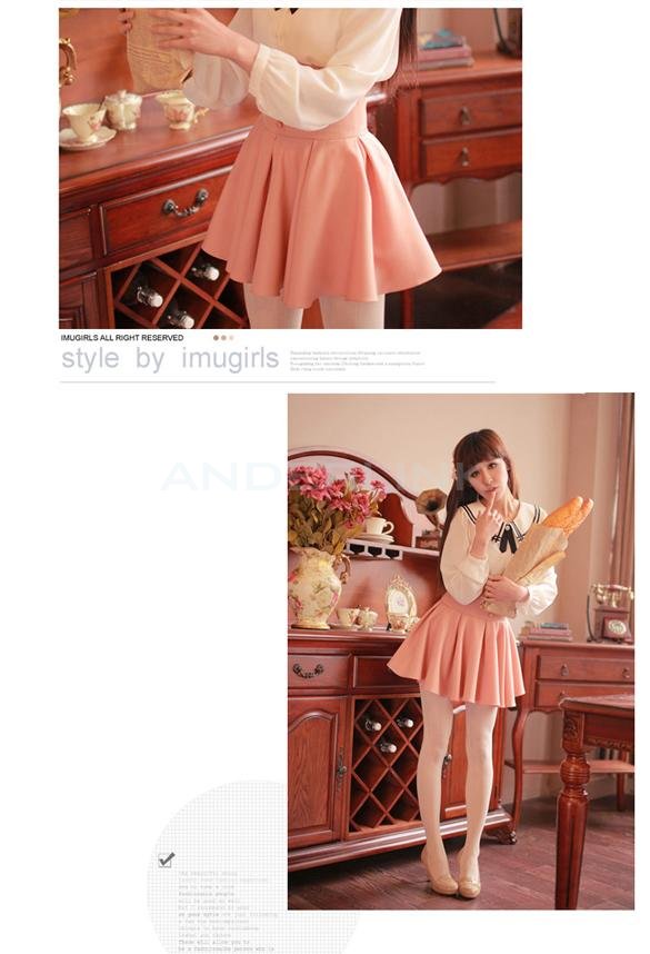 New Hot Women's Girls High Waist Pleated Button Mini Skirt Pink Black