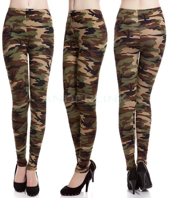 unknown Fashion Women Colorful Floral Printed/ Camouflage Color Sanding Stretch Legging Ankle Full Length Pants