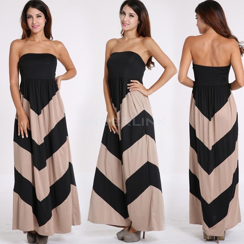 unknown Women's Celeb Style Sleeveless Slim Strip Pattern Maxi Dress Beach Long Dress 3 Colors