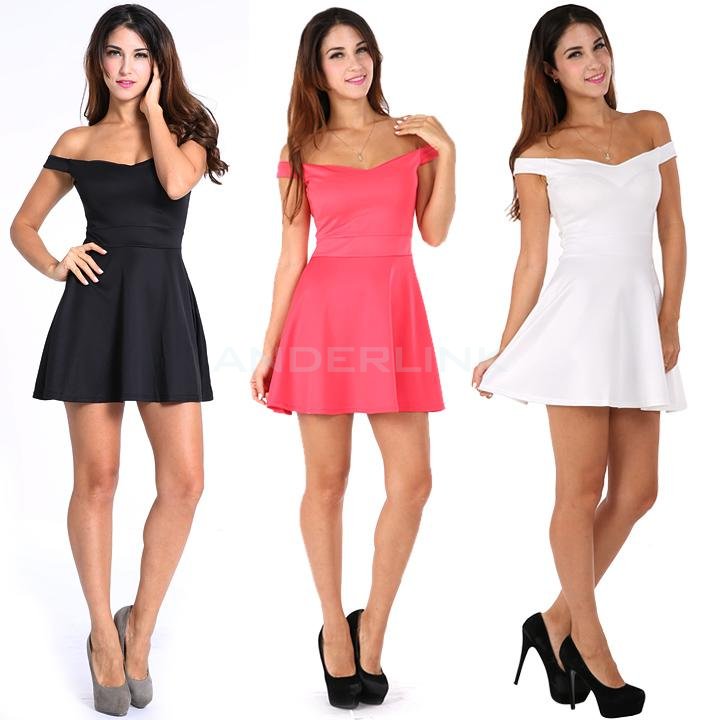 Sexy Women's Dress Backless Off The Shoulder Big Swing Night Dress Clubwear