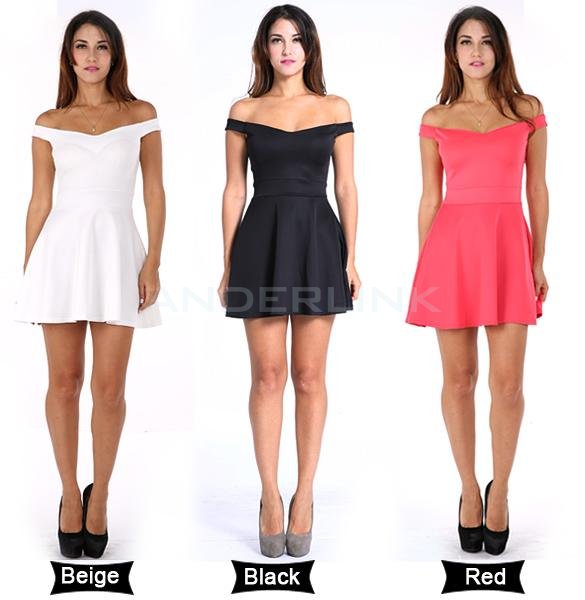 Sexy Women's Dress Backless Off The Shoulder Big Swing Night Dress Clubwear