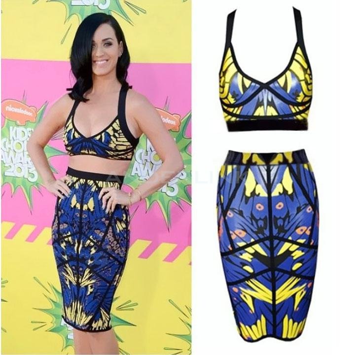 unknown Fashion New Women's Party Two Piece Bodycon Crop Top + Skirt
