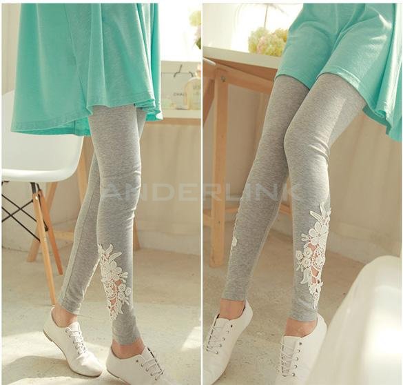 unknown Women Leggings lace Embroidered Skinny Leggings Tights Pencil Pants Printing