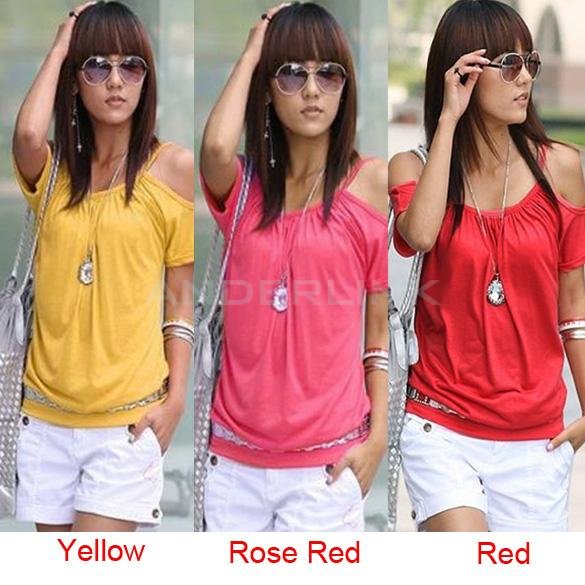 unknown Sexy Women's Girl Japan Style Hollow Shoulder T Shirt Blouse Tops