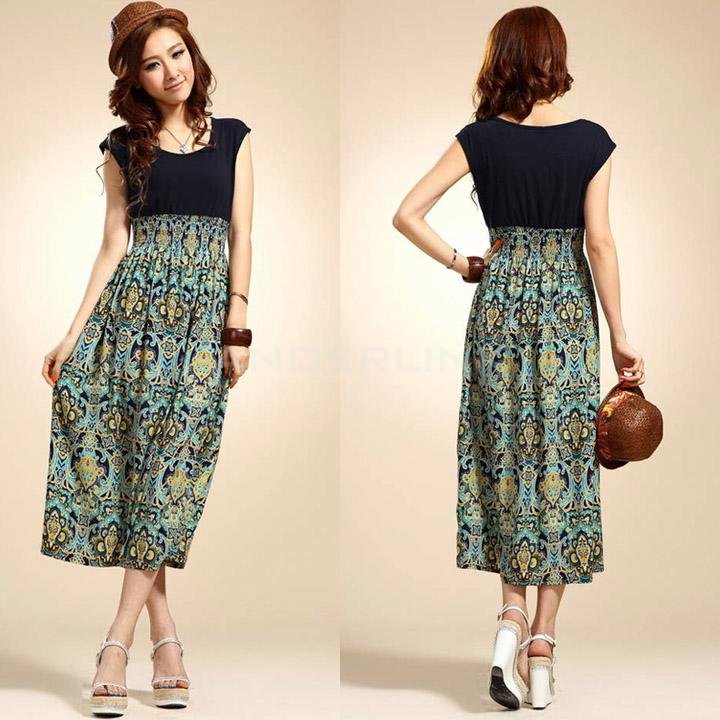 Women's Sexy Summer Casual Holiday Floral Long Maxi Sundress Beach Dress