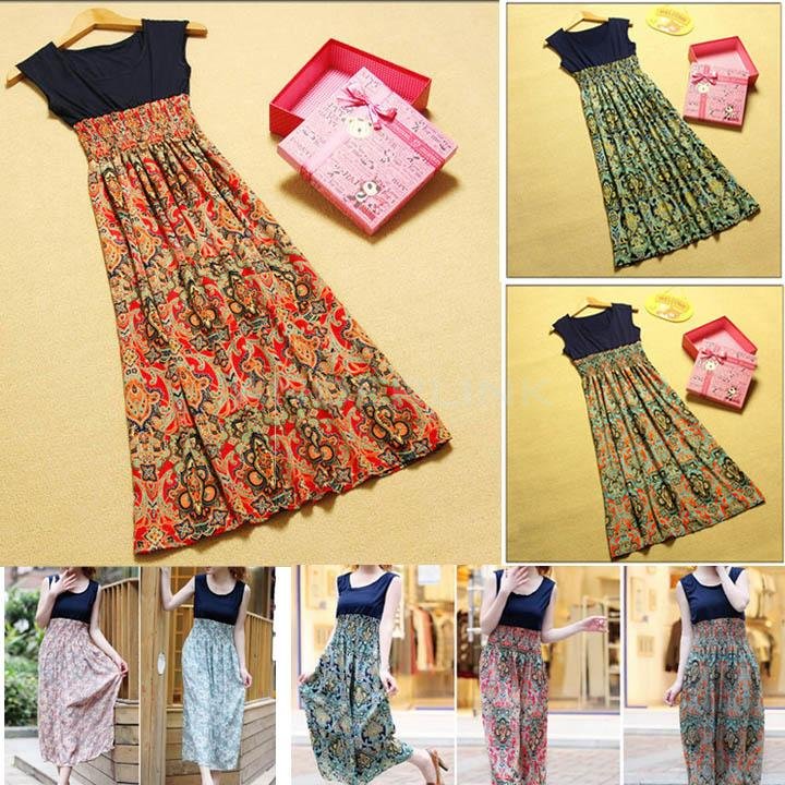 Women's Sexy Summer Casual Holiday Floral Long Maxi Sundress Beach Dress
