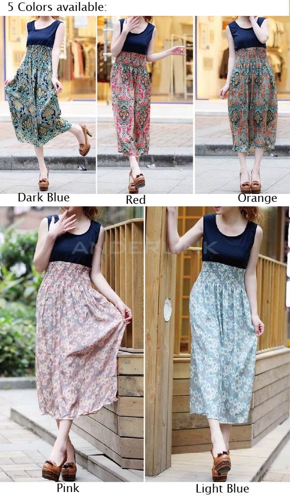 Women's Sexy Summer Casual Holiday Floral Long Maxi Sundress Beach Dress