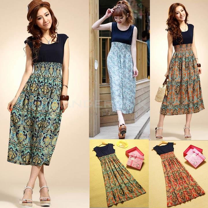 Women's Sexy Summer Casual Holiday Floral Long Maxi Sundress Beach Dress