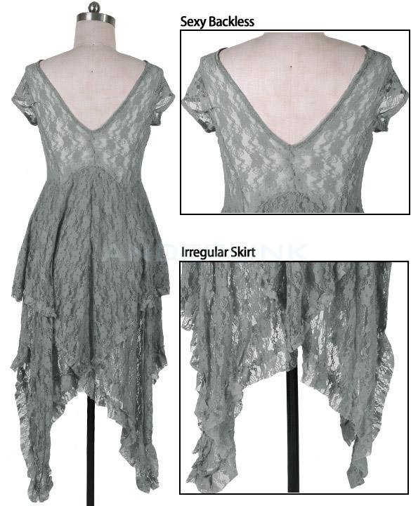 Womens Sheer Lace Double Layered Hollow Out Evening Backless Long Dress Beach Overall