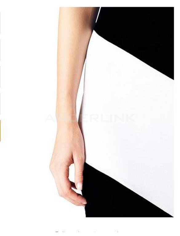Women Striped Maxi Dress Strapless Black White Jersey Long Color Block