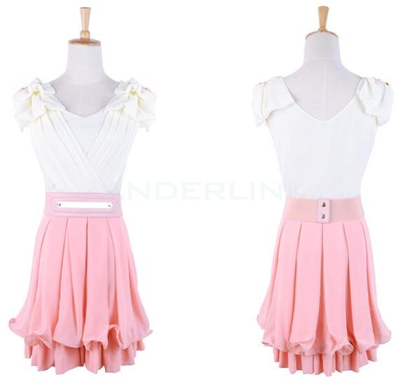 New Hot Style V-neck Sleeveless Princess Flouncing Party Casual Dress with Belt