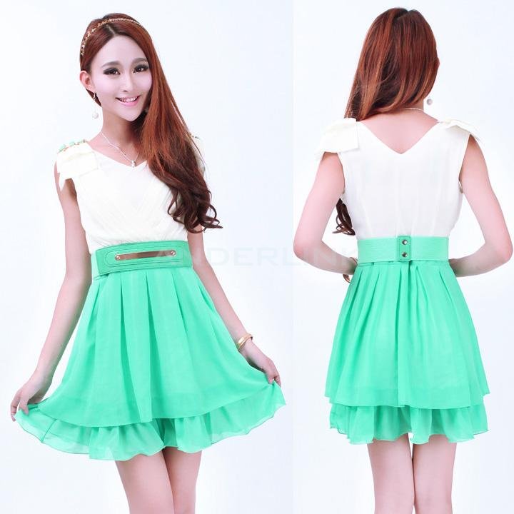 New Hot Style V-neck Sleeveless Princess Flouncing Party Casual Dress with Belt