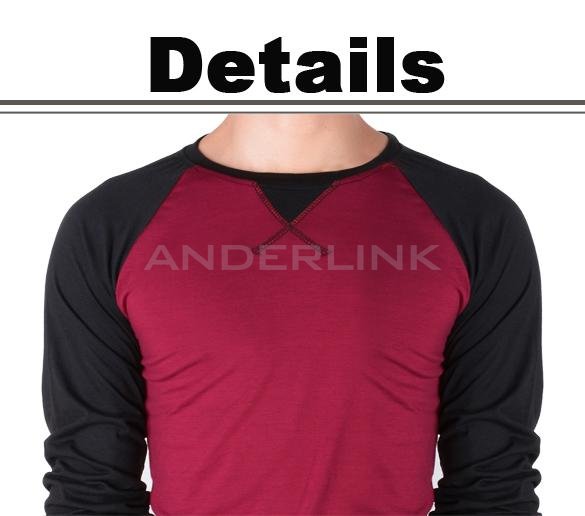 New Fashion Men's Round Neck Long Sleeved Color Stitching T-shirt Slim T-shirt 3 Colors