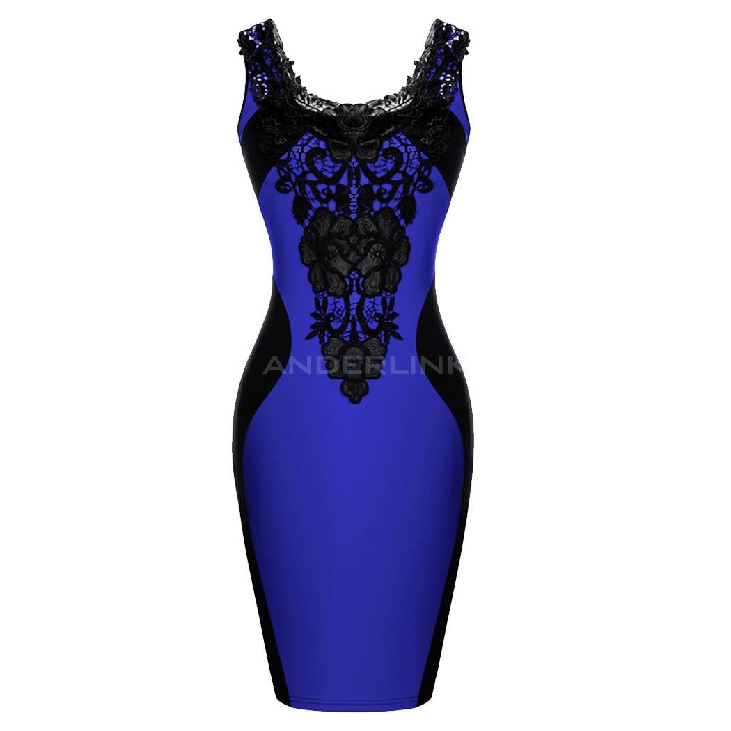 unknown New Elegant Women's Sleeveless Lace Neck Dress Evening Cocktail Party Dress S/M/L/XL