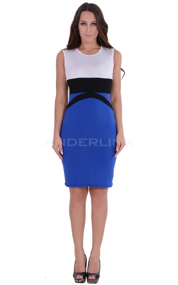 unknown Stylish Stitching Tight Stretch Sexy Package Hip Elasticity Bodycon Dress