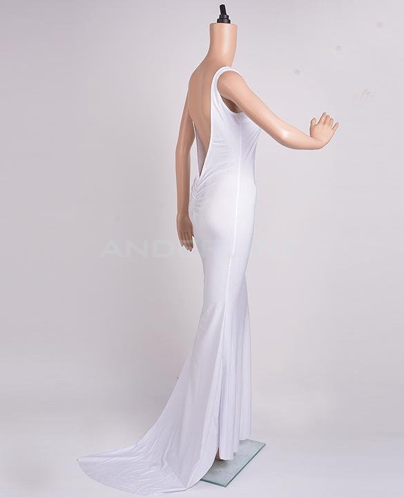 unknown Sexy Women Backless Long Wedding Club Evening Party Bodycon Maxi White Dress