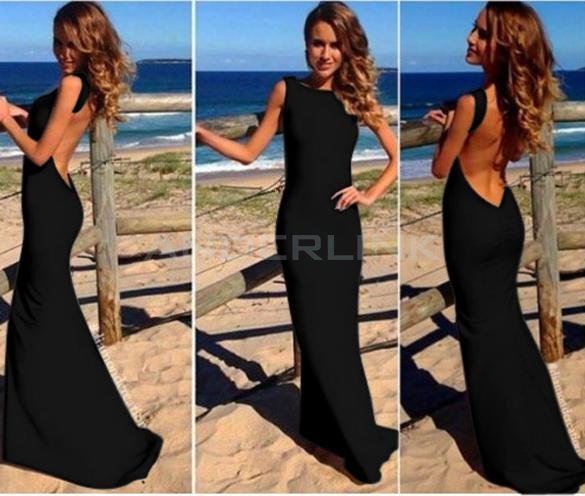 unknown Sexy Women Backless Long Wedding Club Evening Party Bodycon Maxi White Dress