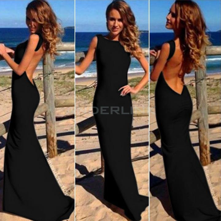 unknown Sexy Women Backless Long Wedding Club Evening Party Bodycon Maxi White Dress