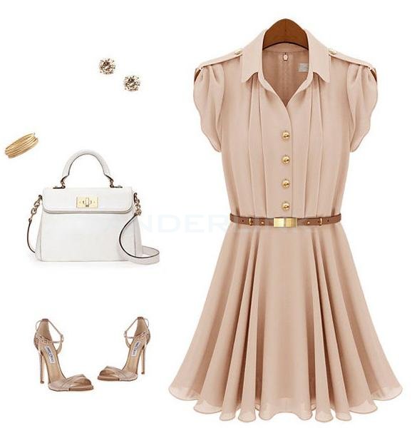 New Women's Celeb Style Chiffon Dress Ladies Party Evening Dress With Belt