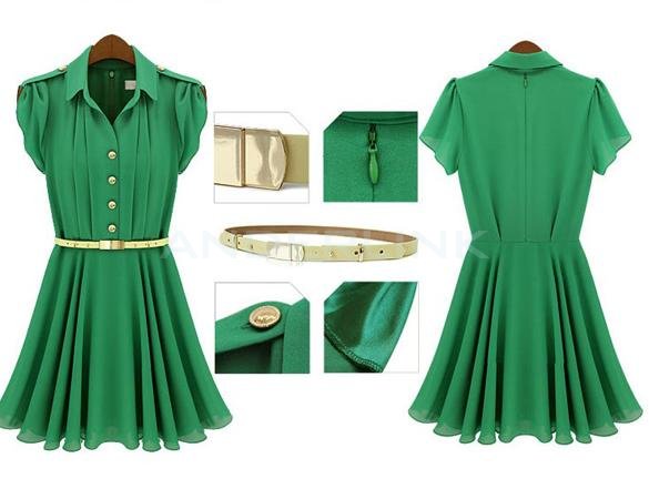 New Women's Celeb Style Chiffon Dress Ladies Party Evening Dress With Belt