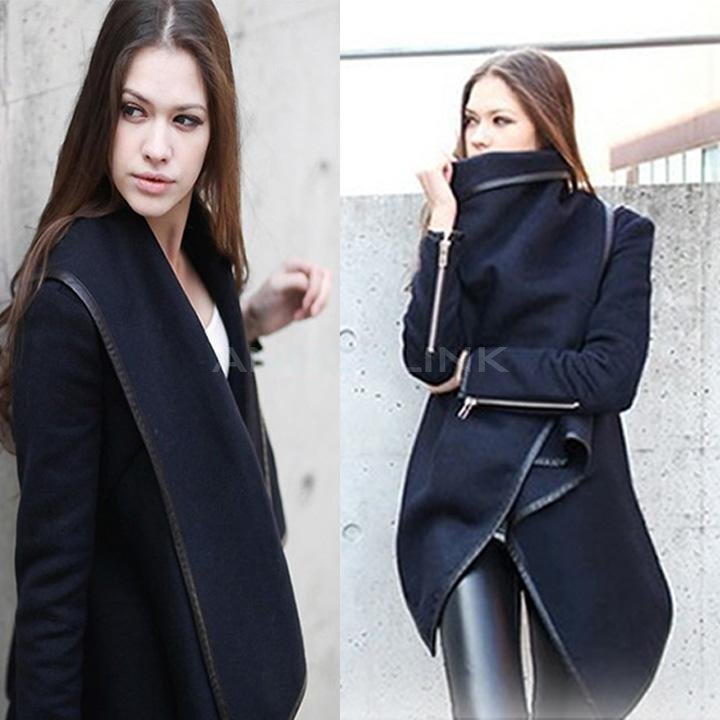 unknown Womens Winter Woolen Overcoat Fashion Trench Woolen Coat