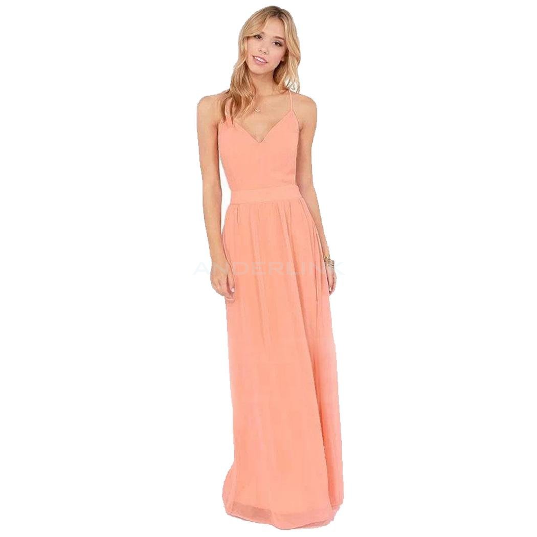 unknown New Elegant Women's Sleeveless Chiffon Backless Dress Evening Cocktail Party Long Dress S/M/L/XL