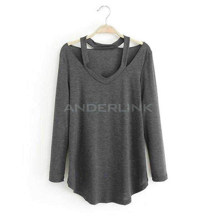 unknown New Stylish Women's Off Shoulder Long Sleeve V-Neck Tops T-Shirt Blouse