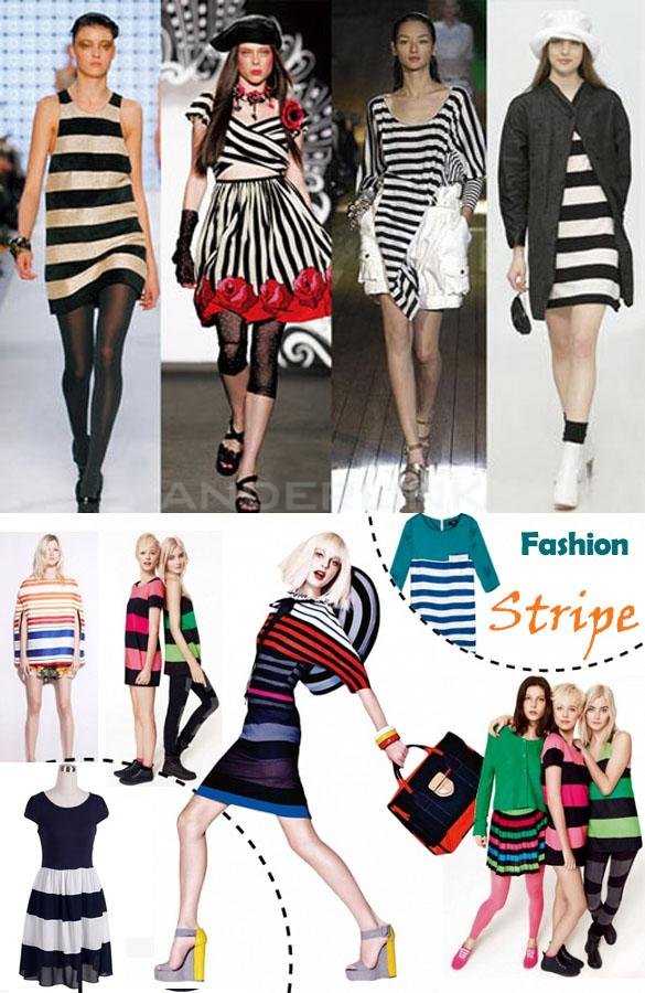 Women's Summer Mesh Chiffon Striped Cocktail Joint Stripe Dress