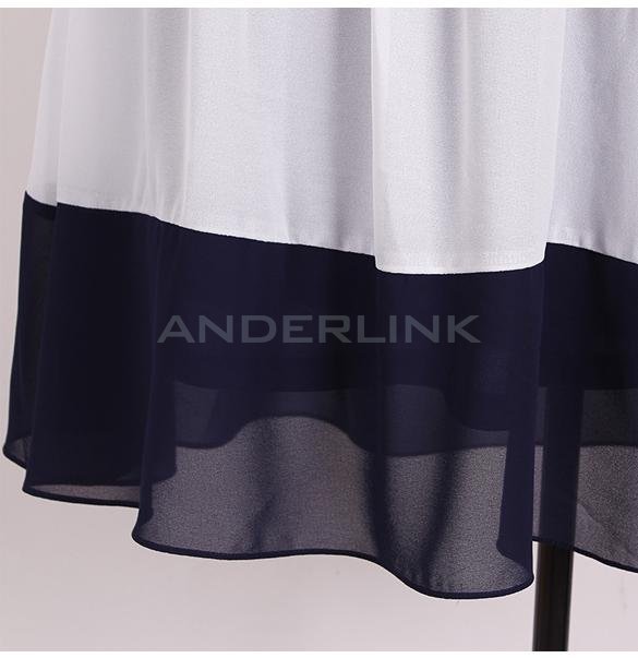 Women's Summer Mesh Chiffon Striped Cocktail Joint Stripe Dress