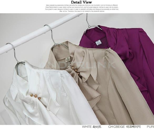 Women OL Shirts Dress Flouncing Shirt Tops Long Sleeve Blouse For Office Lady