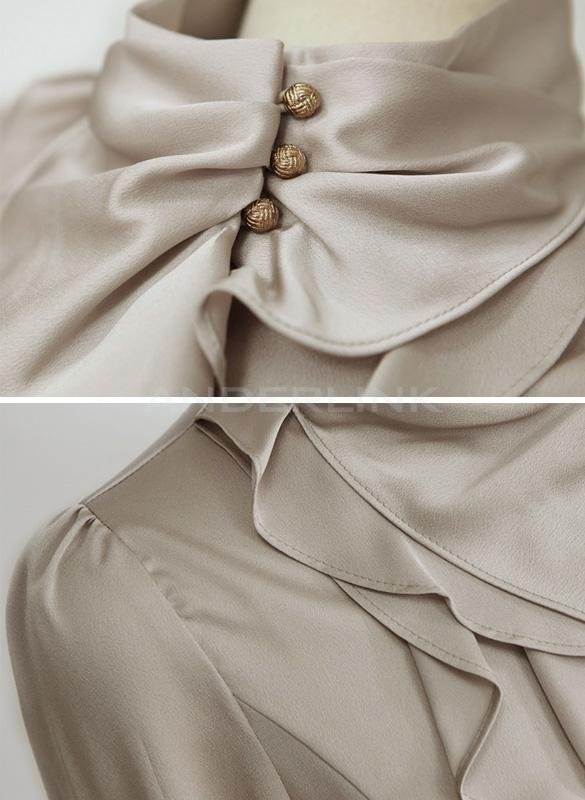 Women OL Shirts Dress Flouncing Shirt Tops Long Sleeve Blouse For Office Lady