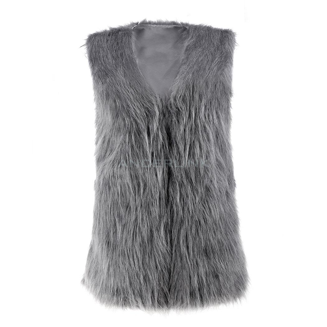 unknown Low Price Faux Fur Vest Gilet Vset Jacket Mid-long Outwear Waistcoat Hot