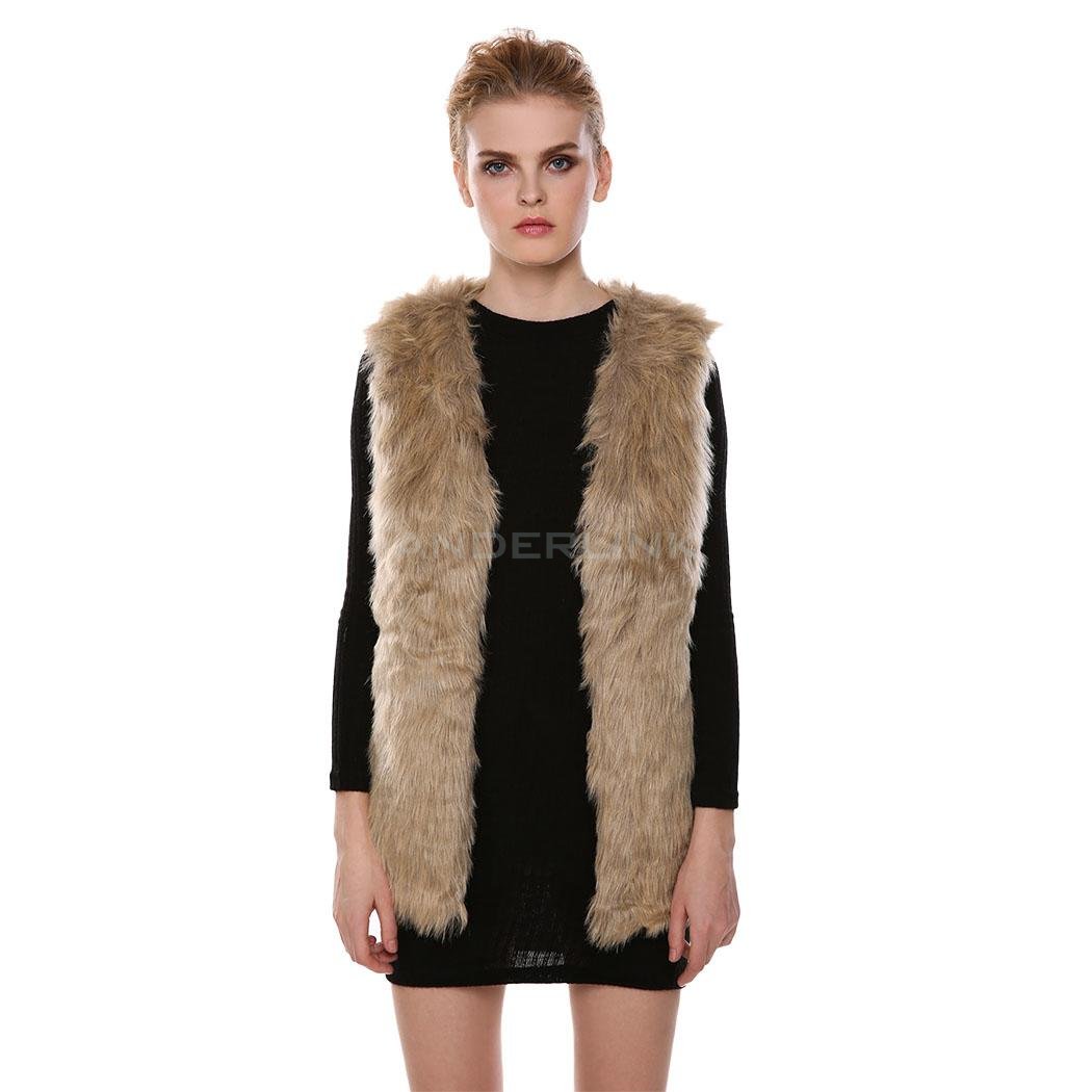 unknown Low Price Faux Fur Vest Gilet Vset Jacket Mid-long Outwear Waistcoat Hot