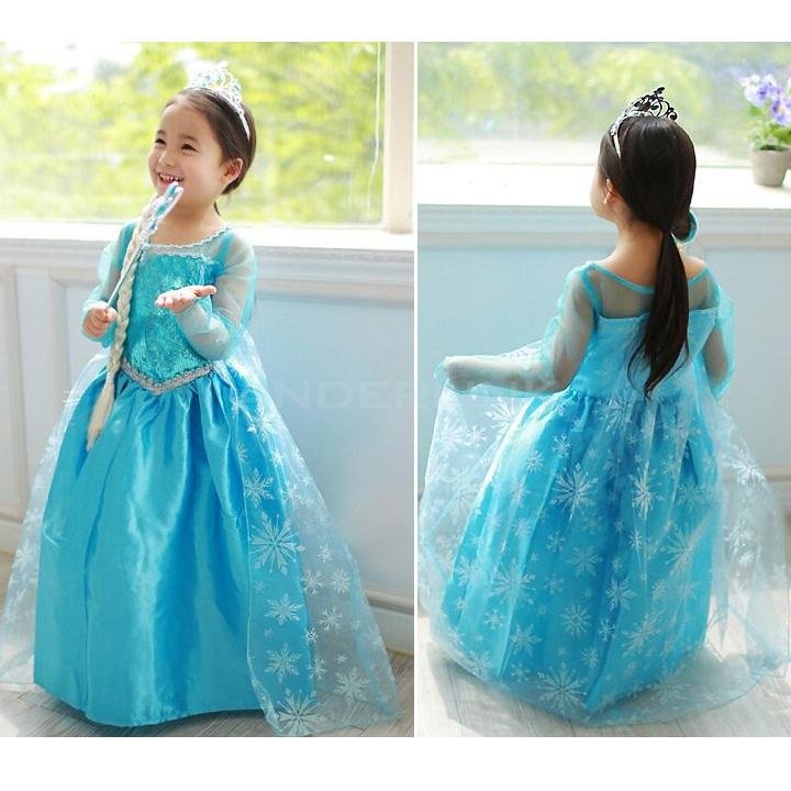 unknown Baby Fashion Blue Dress Girls Long Sleeve Dress Spring Autumn Party Fancy Dress Clothing
