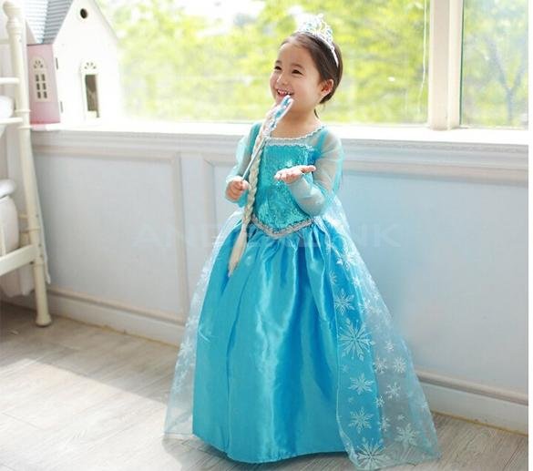 unknown Baby Fashion Blue Dress Girls Long Sleeve Dress Spring Autumn Party Fancy Dress Clothing