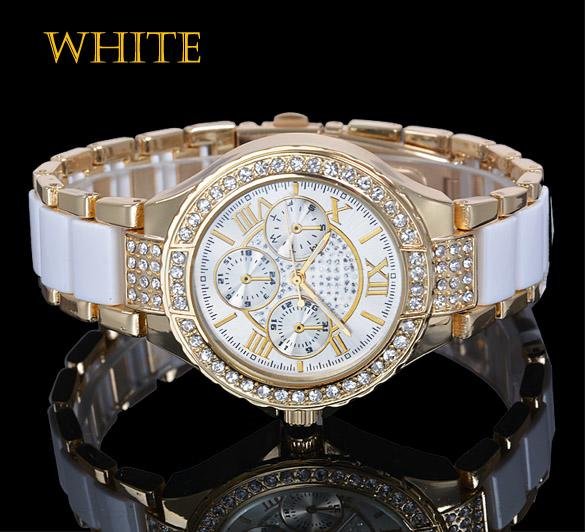 unknown Women's Round Bracelet Watch Ladies Fashion Gold Silver Designer Style Crystal