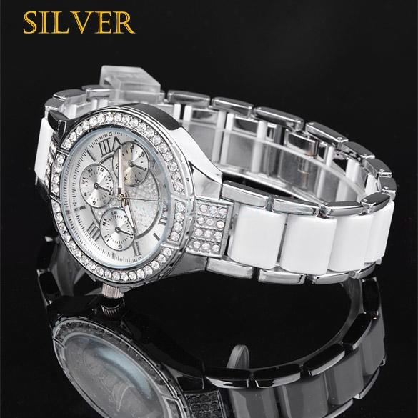 unknown Women's Round Bracelet Watch Ladies Fashion Gold Silver Designer Style Crystal