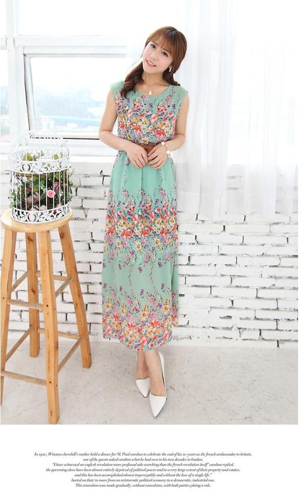 unknown Fashion Women's Summer Chiffon Dress Floral Pattern Long Dress Maxi Dress