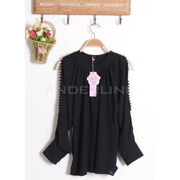 unknown European Sexy Women's Long Sleeve Off-shoulder Shirt Tops Blouse