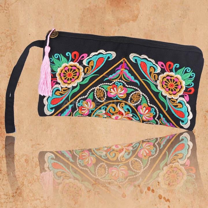 unknown New Women Bag Handbag Wallet Purse National Retro Embroidered Phone Change Coin With Tassel